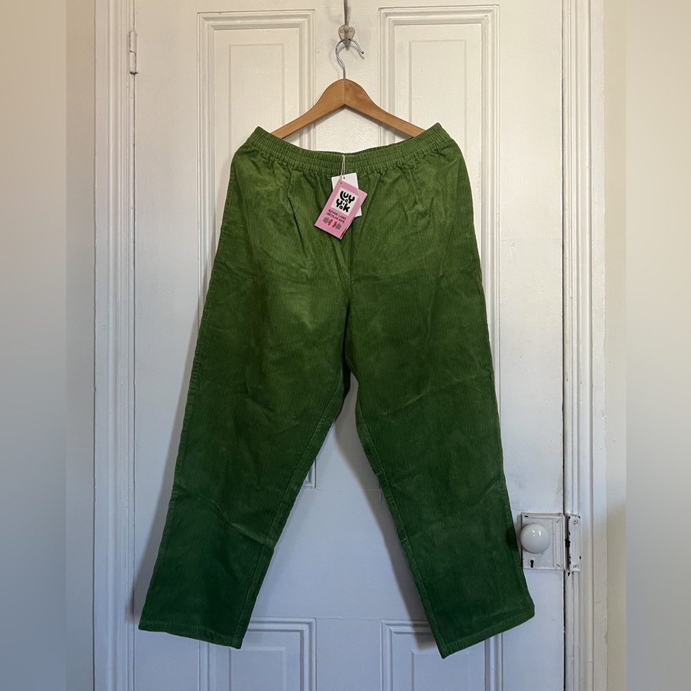 Lucy & Yak Billie Trousers in Pickle Green Organic Corduroy